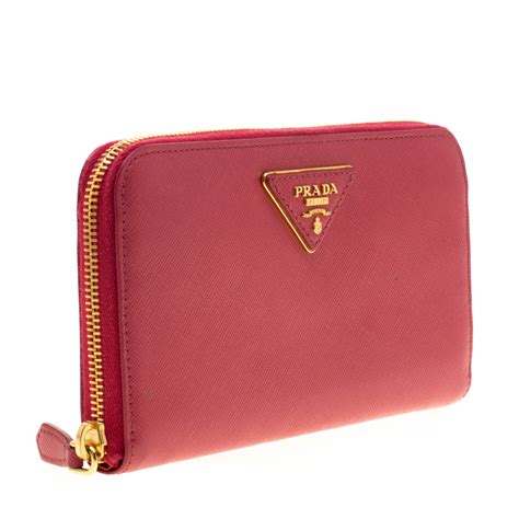 prada hot pink leather wallet card|Prada billfold wallet.